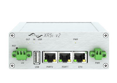 Průmyslový LAN router XR5i v2F, pohled zepředu